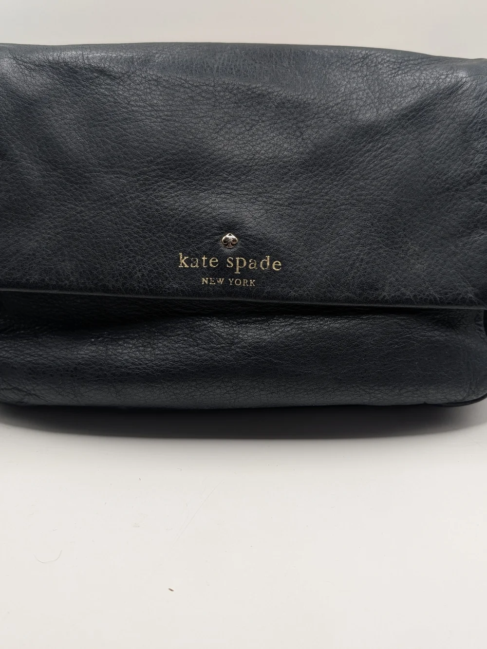 kate spade black leather crossbody with bronze chain